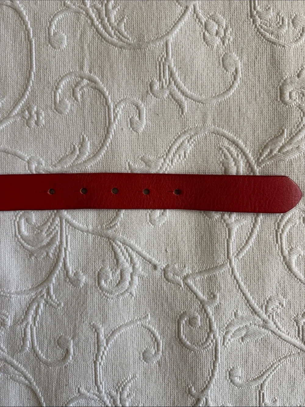 J. Crew Red Genuine Italian Leather Belt with Brass-Tone Rectangular Buckle - Picture 5 of 6